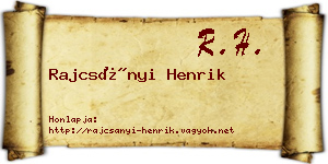 Rajcsányi Henrik névjegykártya